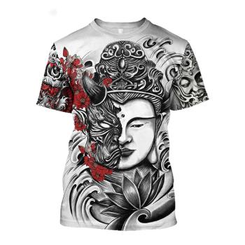 Minimalist 3D printed round neck T-shirt 簡約3D印花圓領T恤男