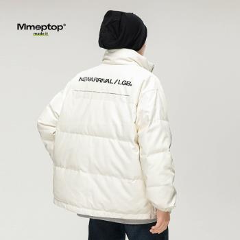 Mmoptop美式pu皮衣羽絨服男冬季潮牌情侶外套男士冬裝輕暖麵包服