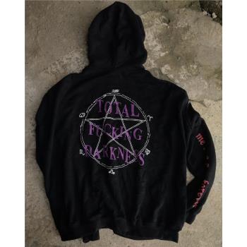 個性印花奇卡諾焚文2022新款Hiphop嘻哈風純棉連帽衛衣男女情侶款