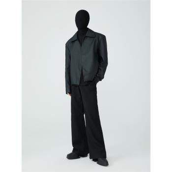 FRKM SCD 24SS 無扣極簡PU皮衣黑色簡約基礎高階夾克外套修身男女