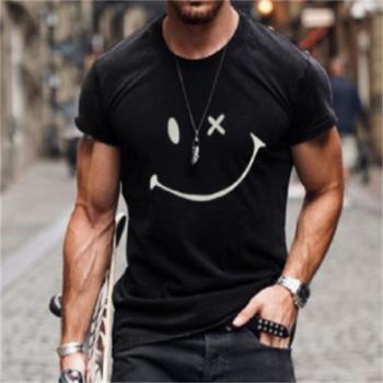 Smiley 3D Print Mens Short Sleeve T-Shirt笑臉3D印 花男士T恤