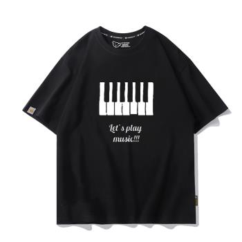 圖案鋼琴鍵piano音符小童半袖T恤