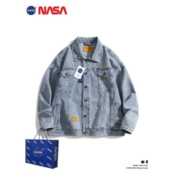 NASA春秋韓版青少年男生牛仔外套