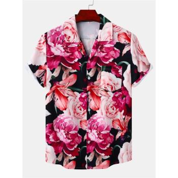 2023夏威夷四面彈短袖印花襯衫適合海灘度假Holiday flower shirt