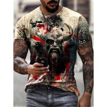 Viking Mythology 3D Print Mens T-Shirt維京戰士3D印花男