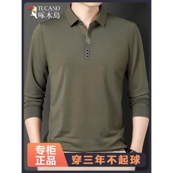 啄木鳥男士長袖中年T恤POLO衫