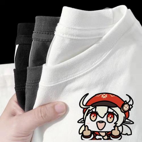 原神Q版純棉T恤可莉刻晴甘雨短袖胡桃t恤男生女生動漫可愛上衣服