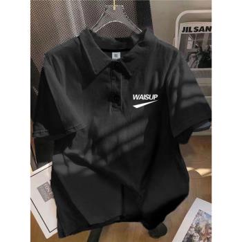 重磅polo衫短袖男款ins潮牌夏季寬松純棉百搭半袖體恤翻領上衣服
