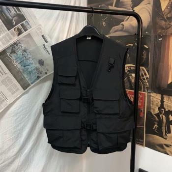 夏季薄款坎肩工裝馬甲男士痞帥機能風無袖外套潮牌多口袋夾克背心
