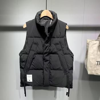 日系復古高級感機能風潮牌工裝羽絨馬甲男士冬季保暖背心外套男裝
