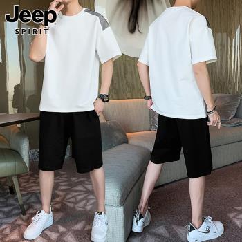 Jeep吉普男士夏季短袖運動套裝