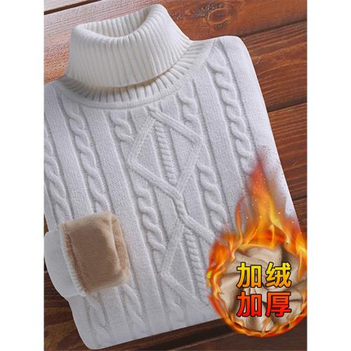 冬季御寒高領毛衣男士羊毛衫內搭針織打底衫保暖加絨加厚羊絨上衣