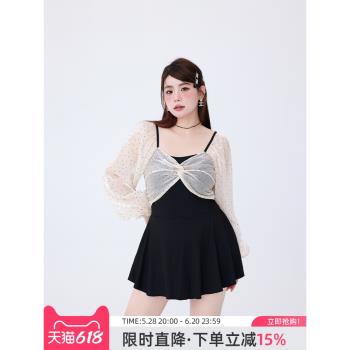 agliondy泳衣女2024新款溫泉遮肉遮肚顯瘦保守連體微胖女孩游泳裝
