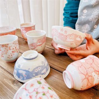 美濃燒現貨日本花卉家用碗陶瓷