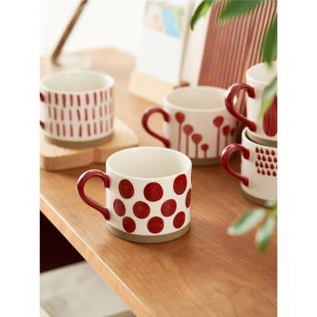 肆月高顏值創意馬克杯牛奶咖啡杯水杯陶瓷杯子日式網紅大容量紅色