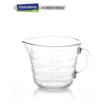 Glasslock大容量刻度量杯兒童早餐牛奶杯鋼化玻璃耐熱微波爐水杯