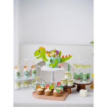 網紅恐龍主題派對甜品臺烘焙蛋糕裝飾品兒童寶寶生日小恐龍擺件