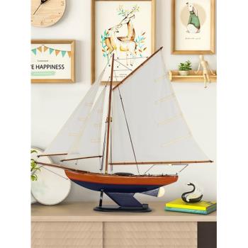 哥倫比亞號實木質帆船模型擺件美洲杯現代家居裝飾手工藝喬遷禮品