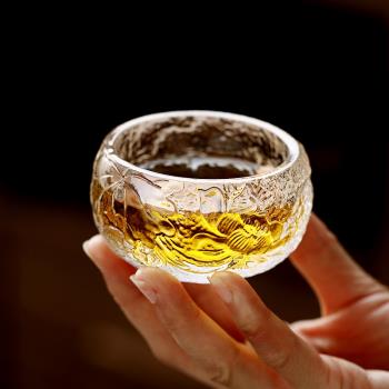琉璃主人杯個人專用功夫茶杯家用玻璃品茗杯耐高溫加厚水晶小茶杯