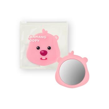 現貨韓國粉色海貍露比迷你化妝鏡便攜學生手持隨身小鏡子花束抱枕