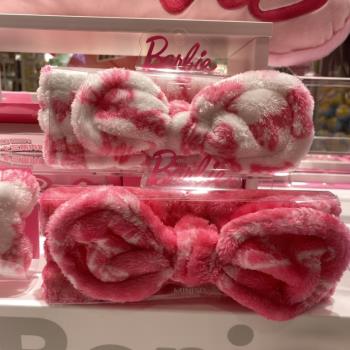 芭比系列字母印花束發帶 名創優品MINISO粉紅動漫洗漱用品