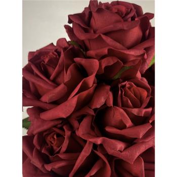 【紅寶石】手感保濕紅玫瑰仿真花 永生花高端假花客廳裝飾