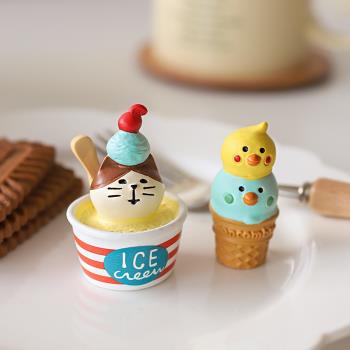 可愛日子 雪糕怪冰淇淋可愛小擺件日式ins動物樹脂桌面裝飾禮物