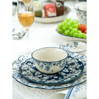 順祥陶瓷復古碗碟套裝家用2023新款下午茶餐具高級感輕奢組合碗盤