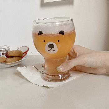 INS網紅韓式果汁杯 可愛飲料杯子創意可愛小熊水杯冷飲杯啤酒酒杯