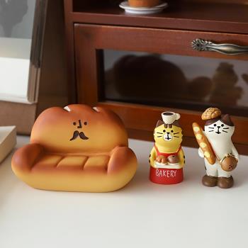 可愛日子 日式貓咪面包店迷你復古擺件ins治愈樹脂桌面裝飾禮物