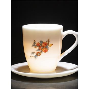 大號羊脂玉瓷茶杯200ml帶把防燙功夫品茗杯大容量德化白瓷泡茶杯