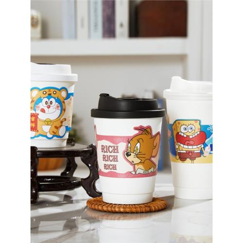 一次性美式熱飲咖啡奶茶紙杯ins風網紅加厚隔熱白色雙層外賣紙杯