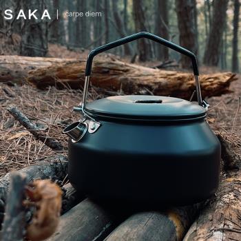 SAKA薩卡戶外燒水壺咖啡壺復古茶壺圍爐煮茶徒步露營便攜黑化水壺
