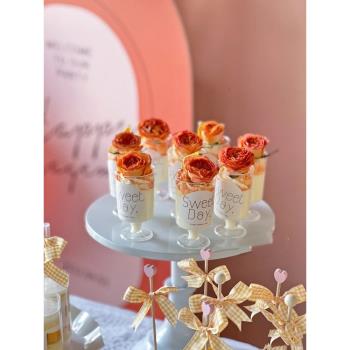 森系婚禮橙色甜品臺裝飾擺件訂婚橘色插件布置紙杯蛋糕棒棒糖棍子