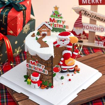 圣誕節蛋糕裝飾擺件網紅軟膠背包圣誕老人雪人情侶男孩女孩馬芬杯