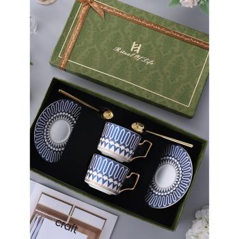 輕奢咖啡杯碟套裝結婚禮物陶瓷骨瓷高檔精致拿鐵杯子下午茶餐具