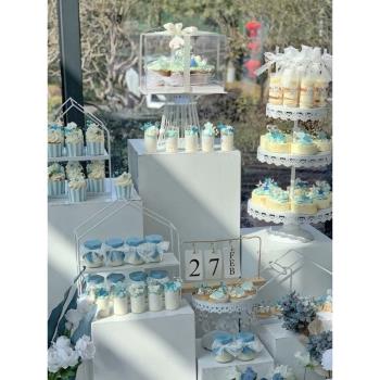 甜品臺婚禮藍色系訂婚裝飾插件霧霾藍結婚棒棒糖棍子推推樂蛋糕筒