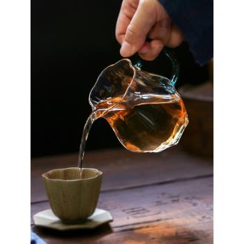 玻璃鷹嘴公道杯有柄防燙手工日式勻分茶器加厚高硼硅個性茶具茶海