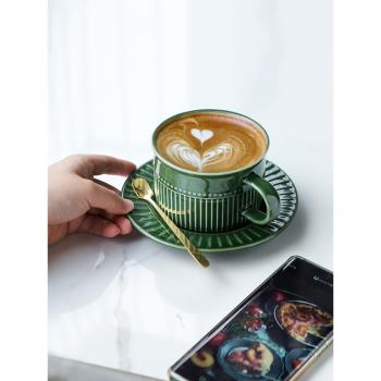 北歐ins風陶瓷咖啡杯碟套裝高檔精致拿鐵拉花專用杯子高顏值300ml