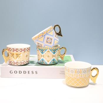 法式復古奶油色丘比特天使陶瓷歐式宮廷咖啡杯碟英式下午茶紅茶杯