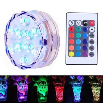 LED防水魚缸燈遙控七彩變色造景潛水氛圍發光杯墊電子蠟燭水下燈