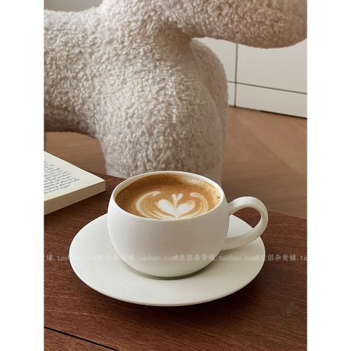 復古磨砂石紋陶瓷蛋杯咖啡杯碟拿鐵拉花杯精致下午茶精致伴手禮