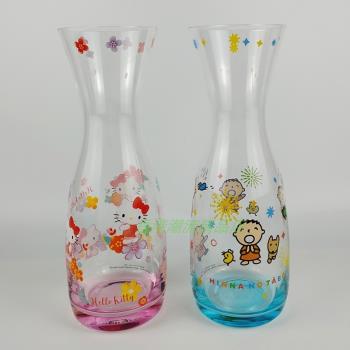 香港三麗鷗SANRIO KITTY 大口仔玻璃花瓶透明水培植物鮮花容器