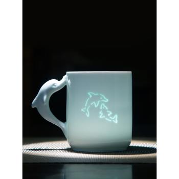 景德鎮官方陶瓷玲瓏水杯馬克杯家用大容量喝水杯子中式簡約咖啡杯