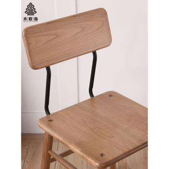木敢當北歐實木餐椅現代簡約小戶型日式輕奢櫻桃木休閑電腦靠背椅