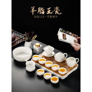 2023新款羊脂玉茶具六君子套裝家用白陶瓷茶壺茶杯輕奢高檔高級感