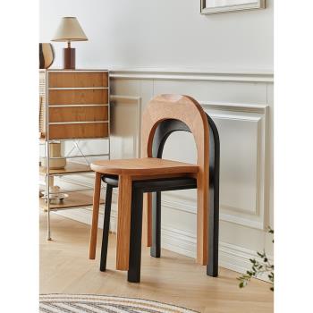 小卡家居北歐實木餐椅日式網紅創意個性家用書桌椅復古椅子侘寂風