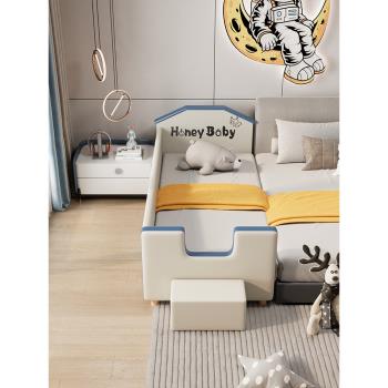 兒童床加寬拼接床女孩男孩公主床帶護欄小床卡通小房子寶寶嬰兒床