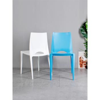 簡約餐椅家用靠背椅戶外活動用椅簡易疊放彩色休閑椅貝里尼塑料椅
