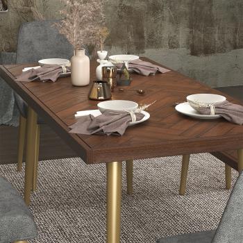 北歐實木輕奢餐桌子家用小戶型侘寂風飯桌長方形桌椅組合餐廳民宿